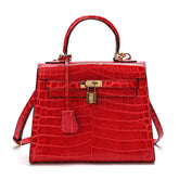 Alligator Embossed Leather Grace Satchel